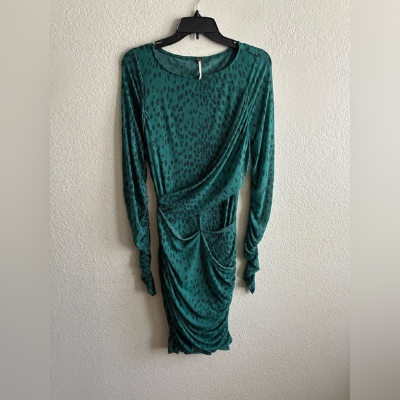 Free People Katana Green Animal Print Mini Dress XL - Picture 8 of 14